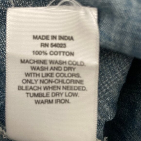 Gap 1969 Light Blue Cotton Denim Look Button Down Short Sleeve Blouse X Small - Picture 8 of 8